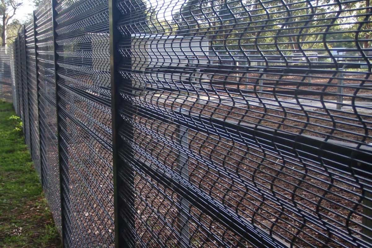 Clearview fencing product photograph illustrating steel security fence panel design