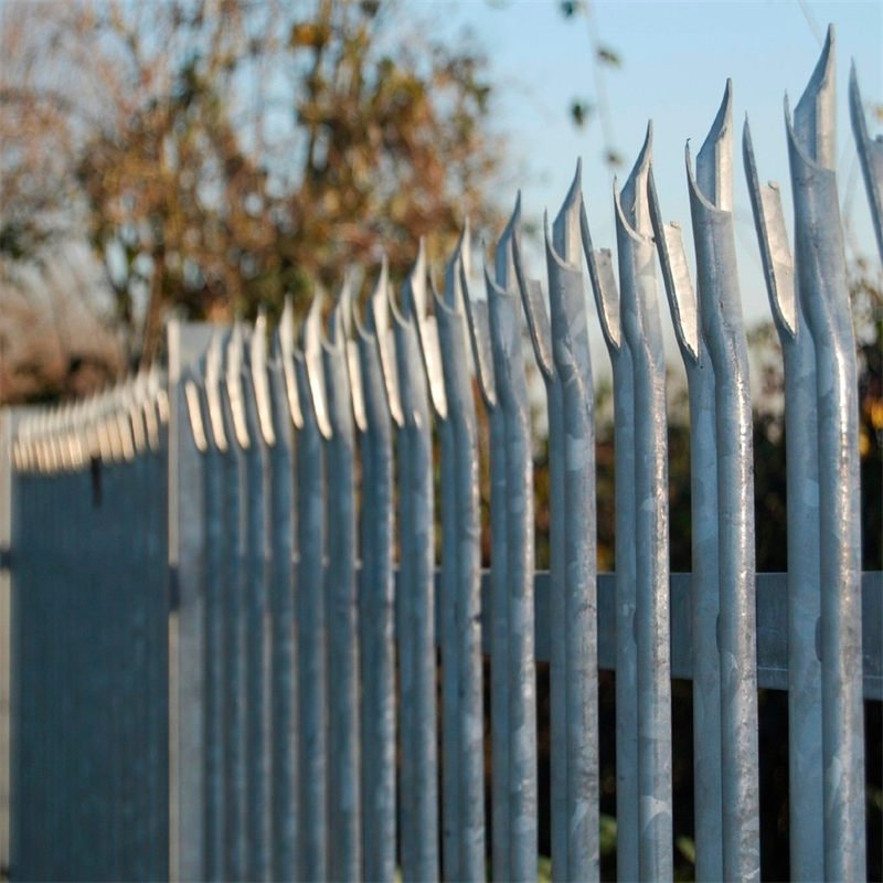 Security steel fence product detail showing steel panel construction