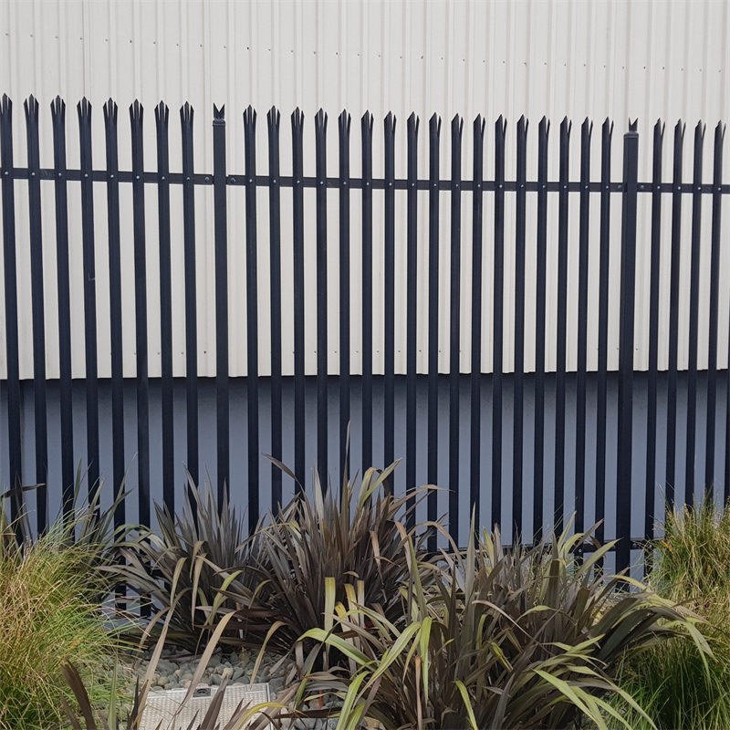 Galvanised palisade fence panel with upright steel pales