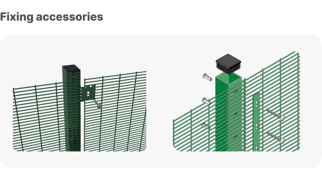 Steel fence post and fixing arrangement for clearview mesh