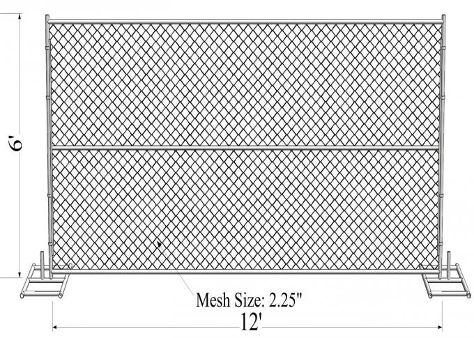 Chain link temporary fence mesh and frame product illustration