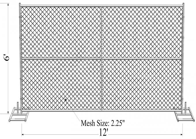 Chain link temporary fence panel and tubular frame example