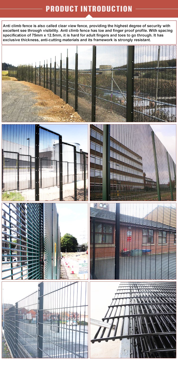 Clearview fencing from China showing 358 welded security mesh panel construction
