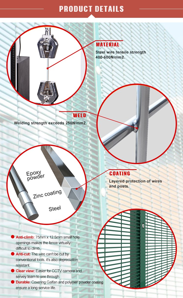 Clearview fencing from China security mesh panel example for perimeter protection