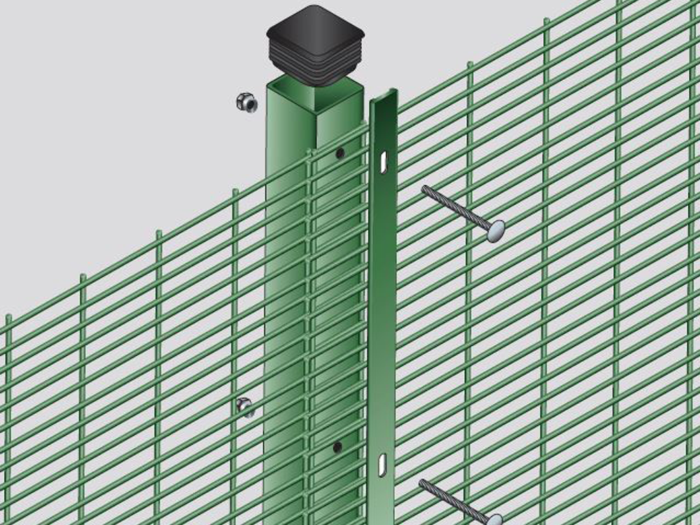 Clear view security fencing photograph for steel panel and accessory comparison