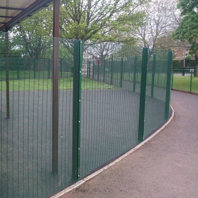 Welded steel mesh fence panel illustrating open-grid invisible wall construction