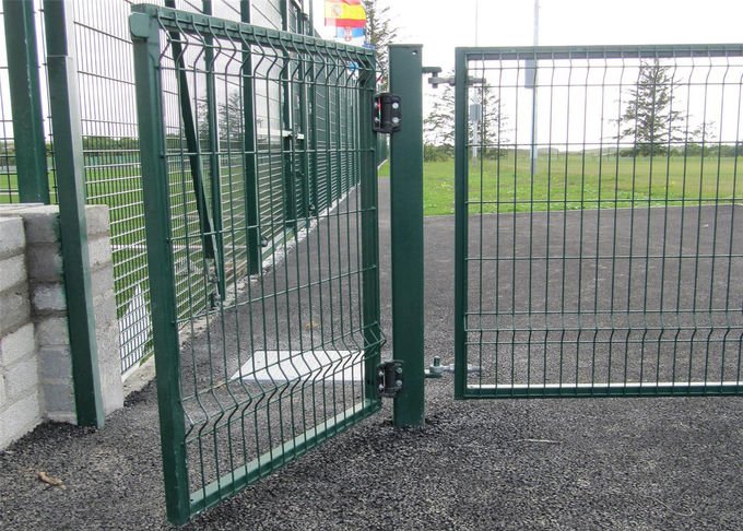 Welded fence panels photographed for quality and coating inspection