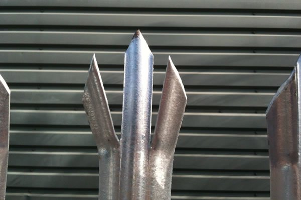 W-section galvanised steel palisade fence used for perimeter protection