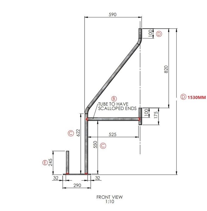 1530mm temporary fence diagonal galvanized support stay