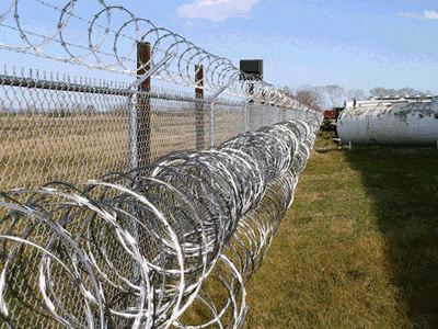 Razor wire security fence installation reference animation