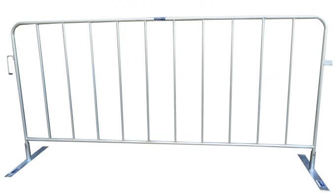 Original BMP galvanized steel crowd control barrier with tubular frame and vertical infill