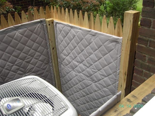 Original BMP temporary noise barrier detail photo one showing acoustic blanket product