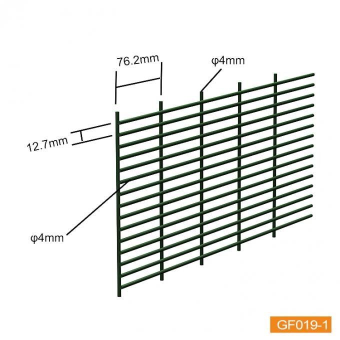 BMP 358 welded security mesh dimensional diagram with 76.2 by 12.7 millimetre centres and steel wire