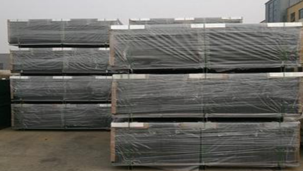 BMP security fencing export packing photograph showing protected palletized fence materials