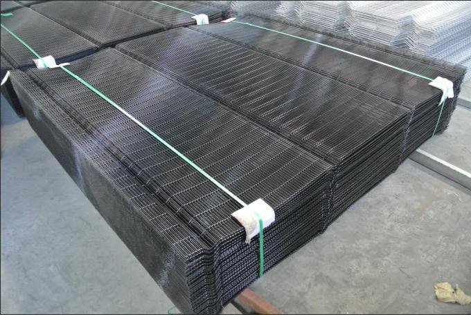 Original BMP production photograph showing welded 358 security fence panels and factory details