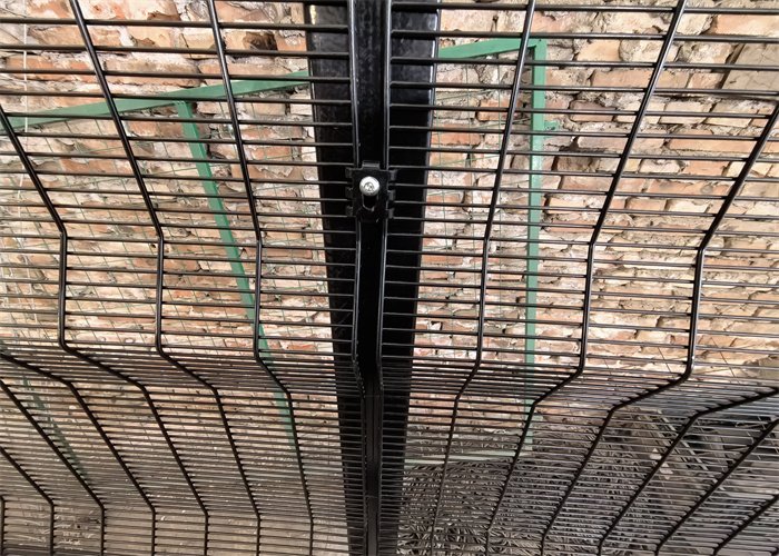 Original BMP clear view fencing factory photograph showing security mesh fence product and steel construction