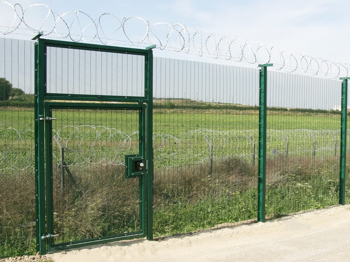 Clear View Fence Pictures of a pedestrian access gate with welded mesh