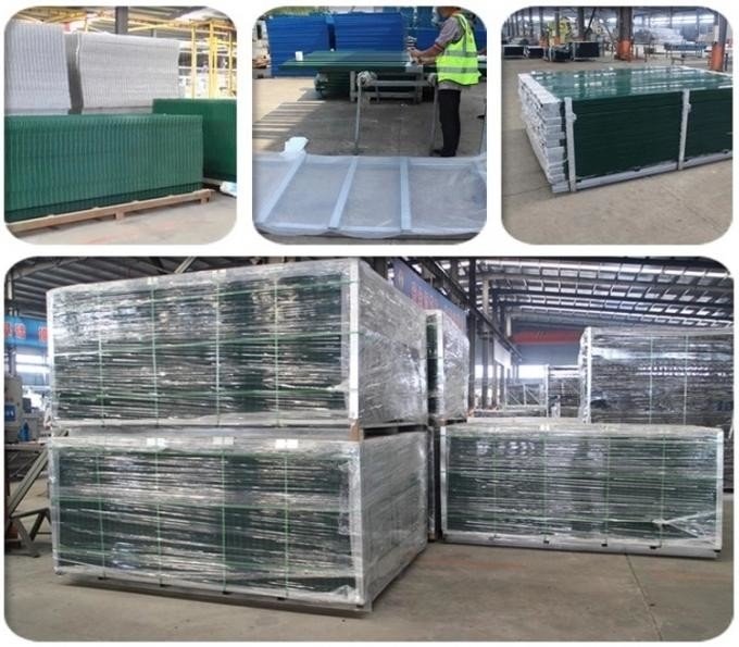 Three-dimensional fence panel reference with open rectangular mesh and reinforcing folds