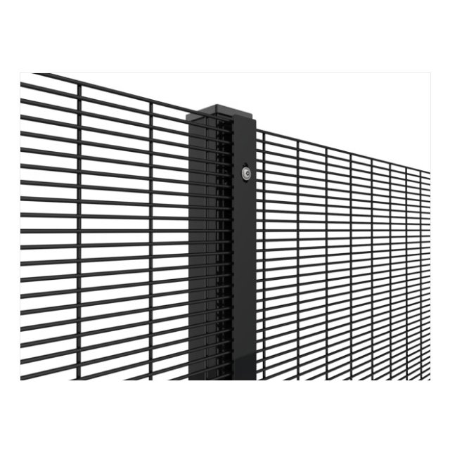 Close-up reference of clear view fence steel wire spacing and welded security mesh construction