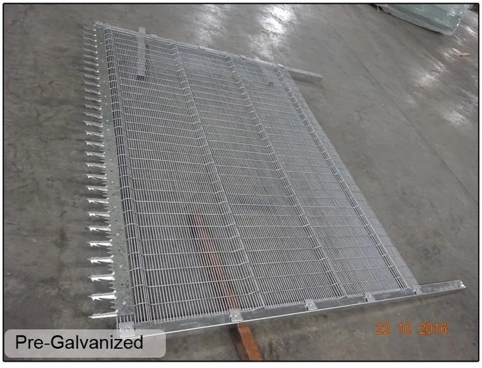 Finished clear view fence welded steel security panel showing mesh design and outdoor protective coating