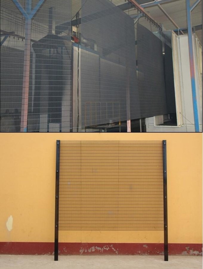 Powder-coated ClearView fence panel showing welded steel mesh and protective surface finish