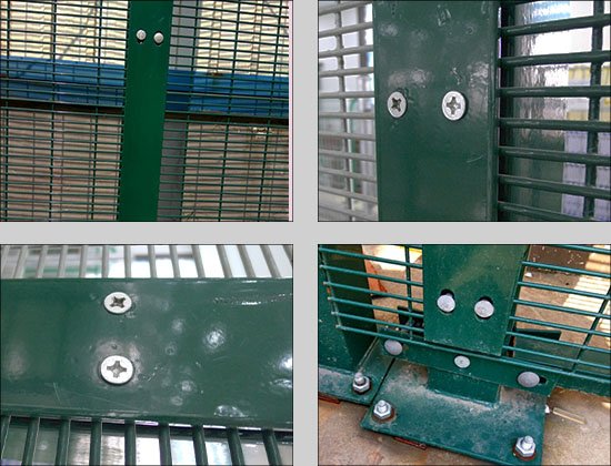 Prison Mesh Fencing steel clamp and security fastening arrangement for 358 welded mesh panels