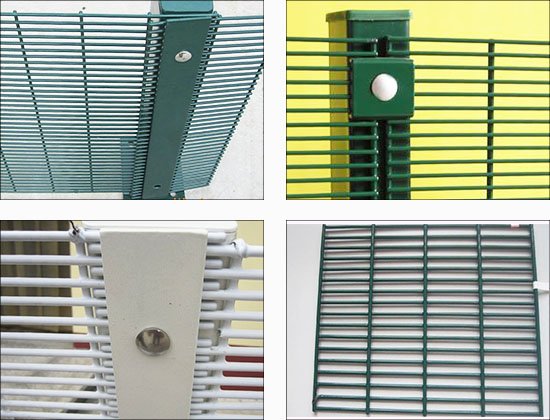 Prison Mesh Fencing flat bar and post connection detail for high-security fence installation