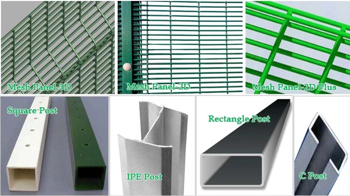 ClearVu security fence post options showing alternative steel profiles and connection arrangements