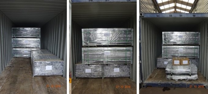 ClearVu fence export shipment prepared for international container delivery