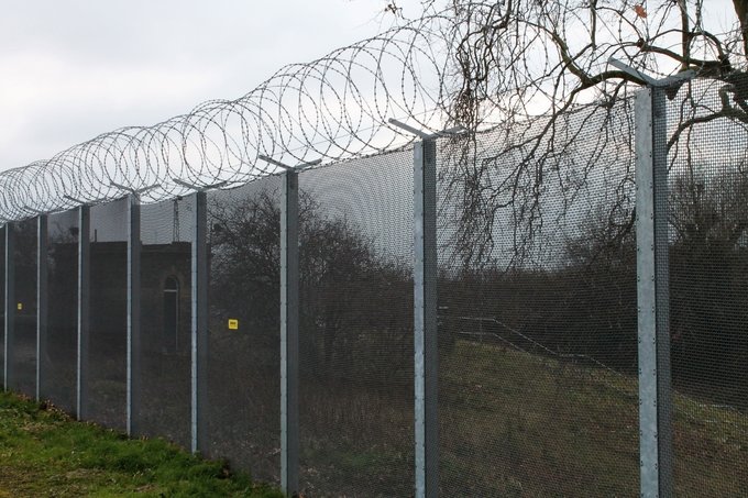358 high-security fence panel with closely spaced welded steel mesh