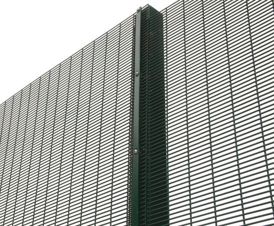 Close-up of welded intersections on a 358 anti-climb security panel