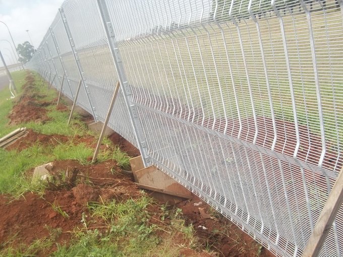 Powder-coated ClearVu mesh fencing with optional anti-climb security spikes