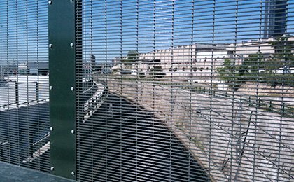 Clearview security fencing assembly with IPE steel support post