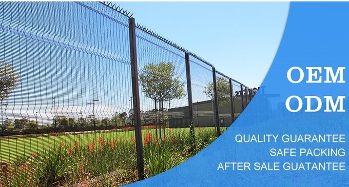 Orange and black 358 welded security fence panels with narrow mesh openings