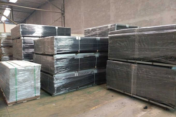 Orange and black anti-climb security mesh for warehouse fencing